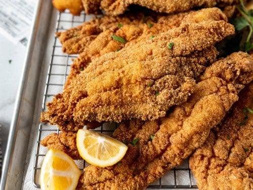 Crispy fried catfish dinner